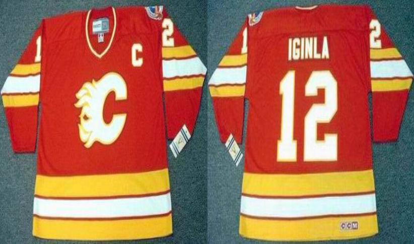 2019 Men Calgary Flames 12 Iginla red CCM NHL jerseys